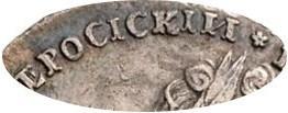 Деталь монеты полтина 1728 года  ВСЕРОСIСКIИ