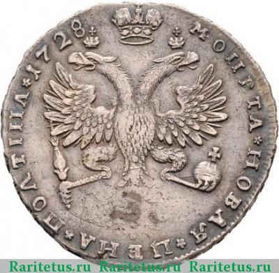 Реверс монеты полтина 1728 года  ВСЕРОСIСКIИ