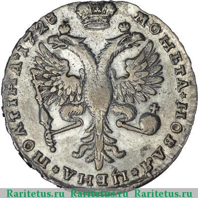 Реверс монеты полтина 1728 года  без крестов