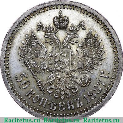 Реверс монеты 50 копеек 1887 года (АГ) 