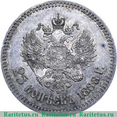 Реверс монеты 25 копеек 1888 года (АГ) 