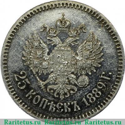 Реверс монеты 25 копеек 1889 года (АГ) 
