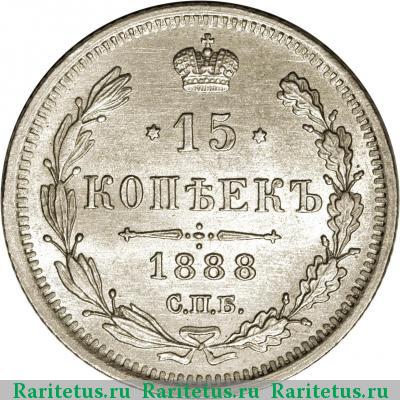 Реверс монеты 15 копеек 1888 года СПБ-АГ 