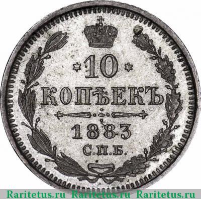 Реверс монеты 10 копеек 1883 года СПБ-АГ 