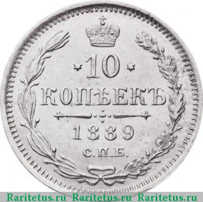 Реверс монеты 10 копеек 1889 года СПБ-АГ 