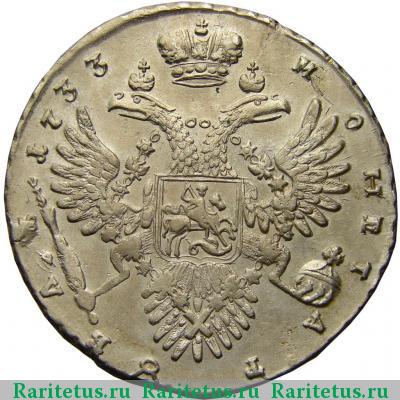 Реверс монеты 1 рубль 1733 года  без броши, узорчатый
