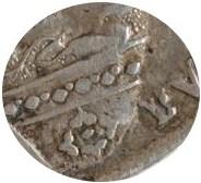 Деталь монеты 1 рубль 1734 года  с брошью