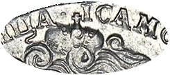 Деталь монеты 1 рубль 1734 года  крест разделяет надпись