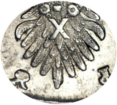 Деталь монеты 1 рубль 1735 года  хвост острый