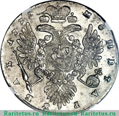 Реверс монеты 1 рубль 1735 года  хвост острый