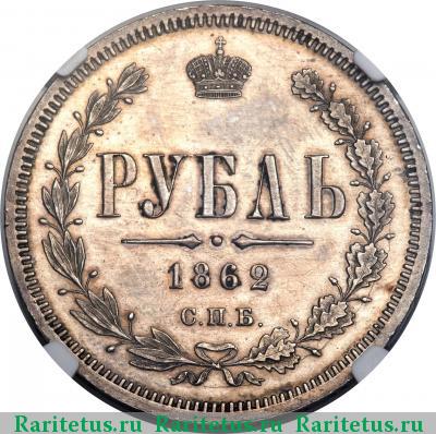 Реверс монеты 1 рубль 1862 года СПБ-МИ 