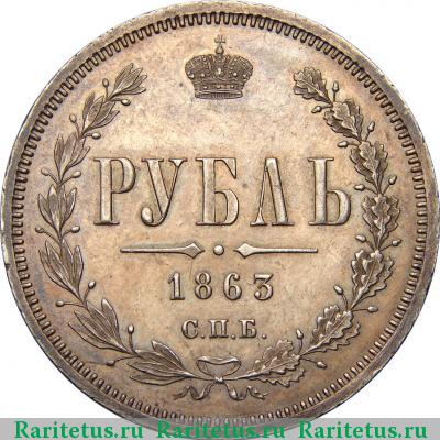 Реверс монеты 1 рубль 1863 года СПБ-АБ 