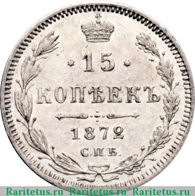 Реверс монеты 15 копеек 1872 года СПБ-HI 