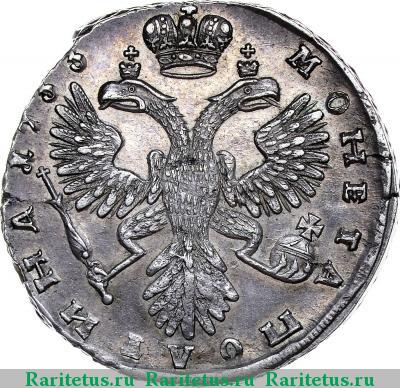 Реверс монеты полтина 1733 года  голова меньше