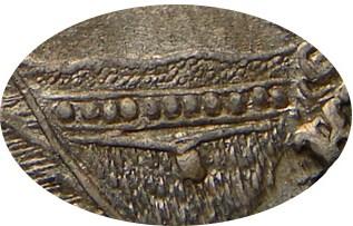 Деталь монеты полтина 1736 года  одна жемчужина