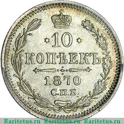 Реверс монеты 10 копеек 1870 года СПБ-HI 