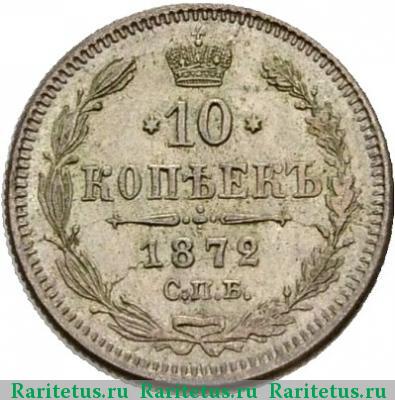 Реверс монеты 10 копеек 1872 года СПБ-HI 