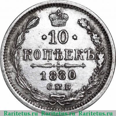 Реверс монеты 10 копеек 1880 года СПБ-НФ 