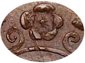 Деталь монеты полушка 1730 года  большая розетка