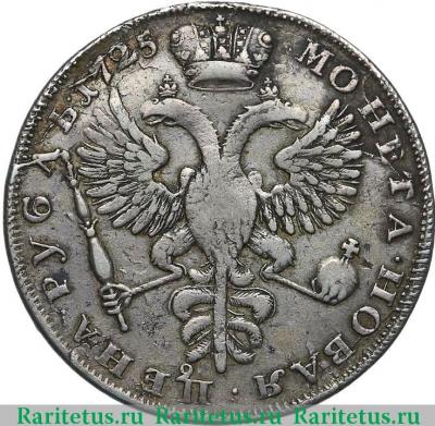 Реверс монеты 1 рубль 1725 года  траурный, точка