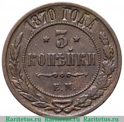 Реверс монеты 3 копейки 1870 года ЕМ 