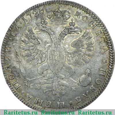 Реверс монеты полтина 1726 года СПБ ВСЕРОСIИСКАЯ