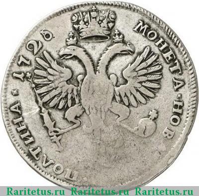Реверс монеты полтина 1726 года СПБ ВСЕРОСIСКАЯ, ромбики