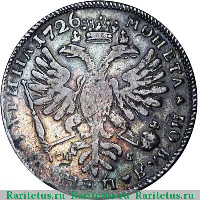 Реверс монеты полтина 1726 года СПБ 