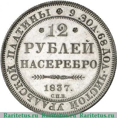 Реверс монеты 12 рублей 1837 года СПБ 
