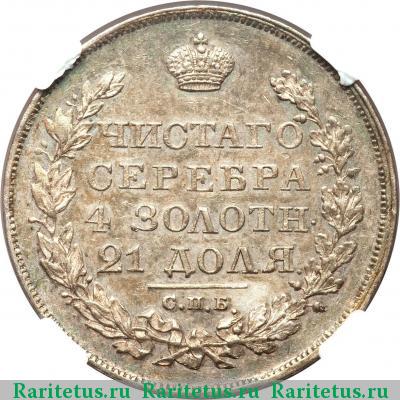 Реверс монеты 1 рубль 1827 года СПБ-НГ 