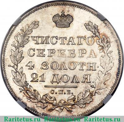 Реверс монеты 1 рубль 1830 года СПБ-НГ короткие ленты