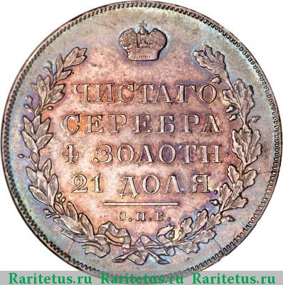 Реверс монеты 1 рубль 1831 года СПБ-НГ цифра открытая