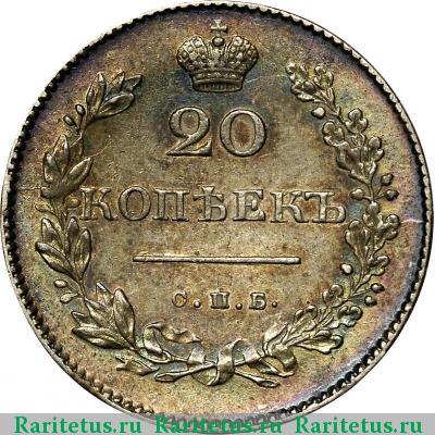Реверс монеты 20 копеек 1831 года СПБ-НГ цифра закрытая