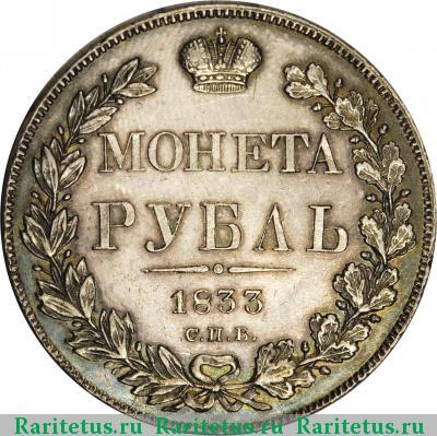 Реверс монеты 1 рубль 1833 года СПБ-НГ 