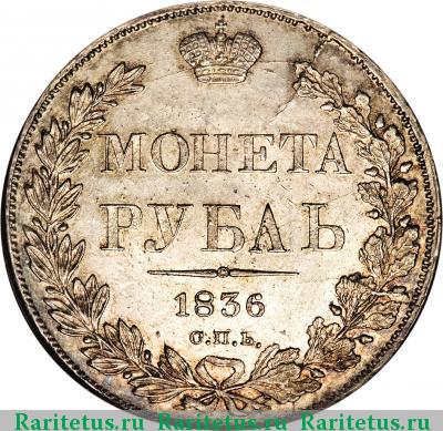 Реверс монеты 1 рубль 1836 года СПБ-НГ орёл 1838, 8 звеньев