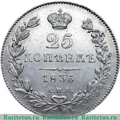 Реверс монеты 25 копеек 1836 года СПБ-НГ 