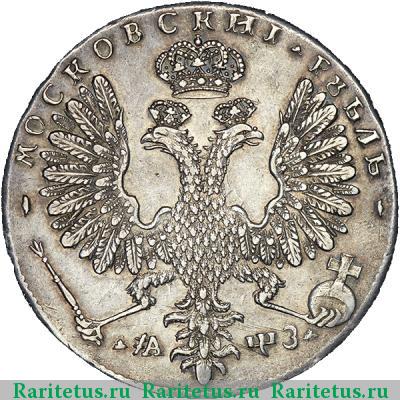 Реверс монеты 1 рубль 1707 года Н год буквами