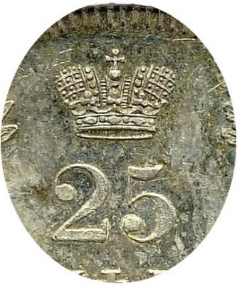 Деталь монеты 25 копеек 1853 года СПБ-HI корона узкая