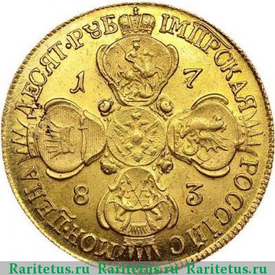 Реверс монеты 10 рублей 1783 года СПБ-TI 