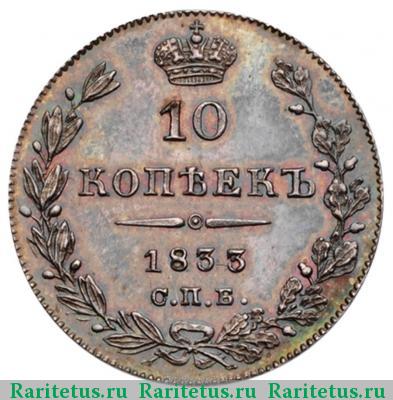 Реверс монеты 10 копеек 1833 года СПБ-НГ 