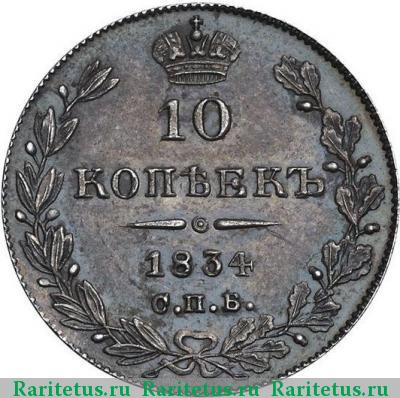 Реверс монеты 10 копеек 1834 года СПБ-НГ 