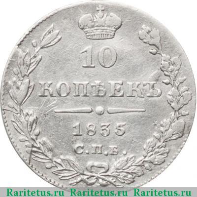 Реверс монеты 10 копеек 1835 года СПБ-НГ 