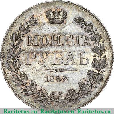 Реверс монеты 1 рубль 1842 года MW хвост веером