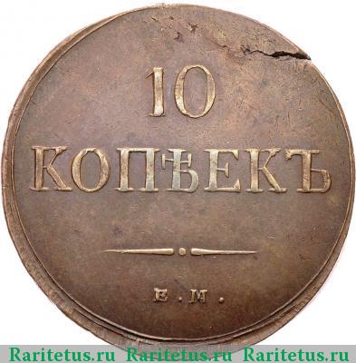 Реверс монеты 10 копеек 1837 года ЕМ-НА 