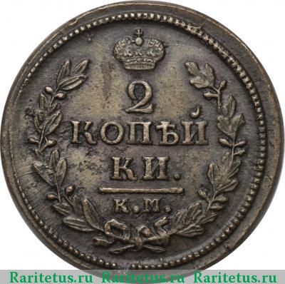 Реверс монеты 2 копейки 1828 года КМ-АМ 