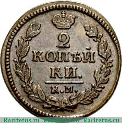 Реверс монеты 2 копейки 1829 года КМ-АМ 