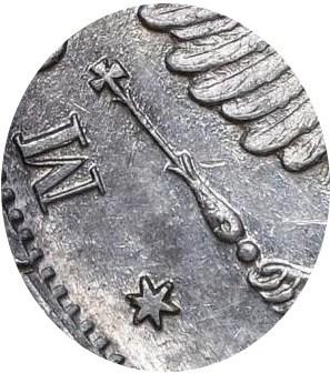 Деталь монеты 1 рубль 1812 года СПБ-МФ скипетр длиннее