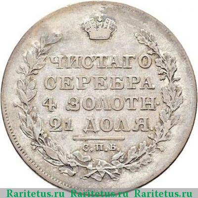Реверс монеты 1 рубль 1818 года СПБ-ПС скипетр короче