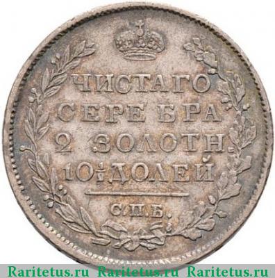 Реверс монеты полтина 1824 года СПБ-ПД корона широкая