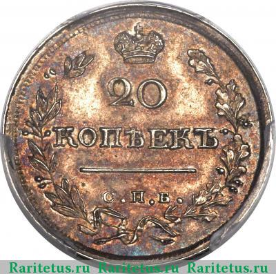 Реверс монеты 20 копеек 1820 года СПБ-ПД 